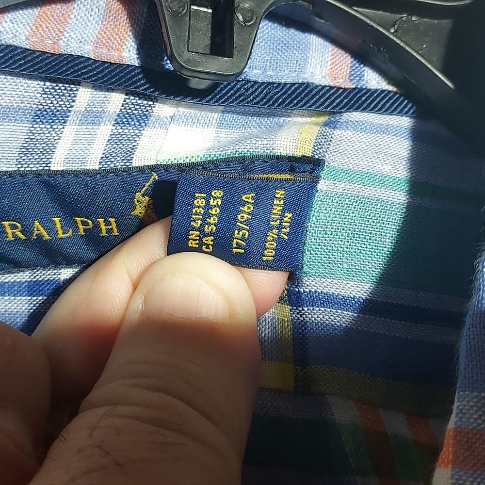 Polo Ralph Lauren 100% Linen Plaid‎ Long Sleeve Button-down Mens Shirt Size Med - Picture 4 of 7